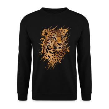 Leopard | Leopaden - Unisex Pullover - Schwarz - Vorne - Alina (178cm) & Michal (187cm)