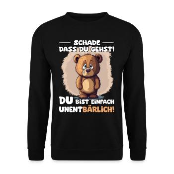 Schade das du gehst wir vermissen dich Jobwechsel - Unisex Pullover - Schwarz - Vorne - Alina (178cm) & Michal (187cm)