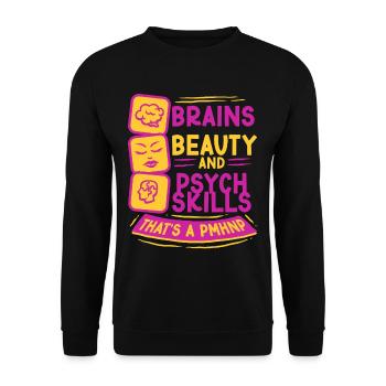 Infirmière psychiatrique qui est une PMHNP - Sweat-shirt Unisexe - noir - Devant - Alina (178cm) & Michal (187cm)