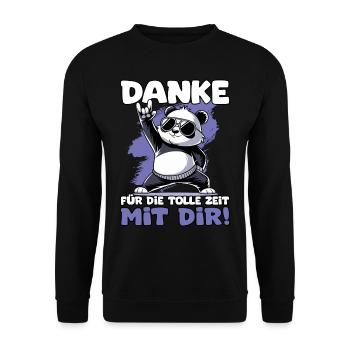 Danke für die tolle Zeit mit dir Pandabär Kollege - Unisex Pullover - Schwarz - Vorne - Alina (178cm) & Michal (187cm)