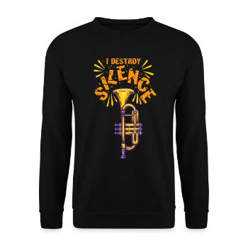 Cornet Cornet Player I Destroy Silence - Unisex Sweatshirt - black - Front - Alina (178cm) & Michal (187cm)