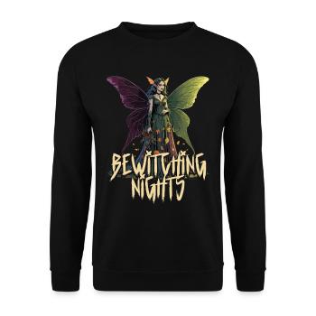 Fairycore Fee Gotisch Bewitching Nights - Unisex Pullover - Schwarz - Vorne - Alina (178cm) & Michal (187cm)
