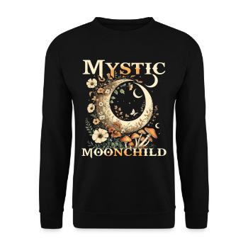 Fairycore Fee Gotisch Mystic Moonchild - Unisex Pullover - Schwarz - Vorne - Alina (178cm) & Michal (187cm)