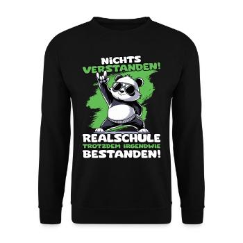 Nichts verstanden Realschule trotzdem bestanden - Unisex Pullover - Schwarz - Vorne - Alina (178cm) & Michal (187cm)