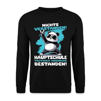 Nichts verstanden Hauptschule trotzdem bestanden - Unisex Pullover - Schwarz - Vorne - Alina (178cm) & Michal (187cm)