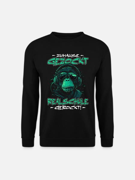 Zuhause gezockt Realschule gerockt Schulabschluss - Unisex Pullover - Schwarz