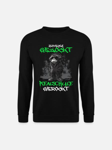 Zuhause gezockt Realschule gerockt Schulabschluss - Unisex Pullover - Schwarz