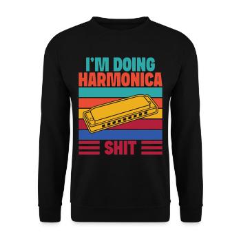 Funny Harmonica Player Doing Shit Harmonica - Unisex Pullover - Schwarz - Vorne - Alina (178cm) & Michal (187cm)