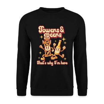 Tours Grimpeurs Tours & Bières C’est pourquoi je suis ici - Sweat-shirt Unisexe - noir - Devant - Alina (178cm) & Michal (187cm)