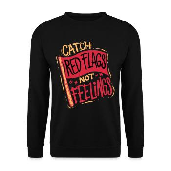 CFO Finanzvorstand Catch Red Flags Not Feelings - Unisex Pullover - Schwarz - Vorne - Alina (178cm) & Michal (187cm)