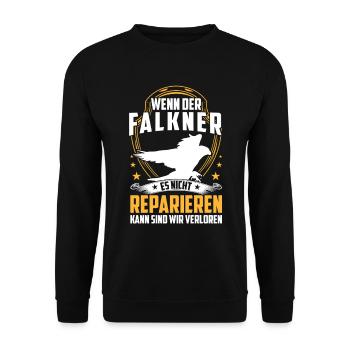 Le fauconnier peut le réparer en colportant la fauconnerie - Sweat-shirt Unisexe - noir - Devant - Alina (178cm) & Michal (187cm)