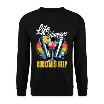 Bartender Barman Life Happens Cocktails Help - Unisex Sweatshirt - black - Front - Alina (178cm) & Michal (187cm)