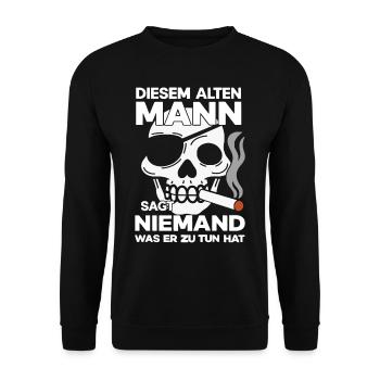 Diesem alten Mann | Motorradfahrer | Biker - Unisex Pullover - Schwarz - Vorne - Alina (178cm) & Michal (187cm)