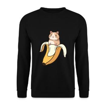 Funny Guinea Pig In Banana - Unisex Sweatshirt - black - Front - Alina (178cm) & Michal (187cm)