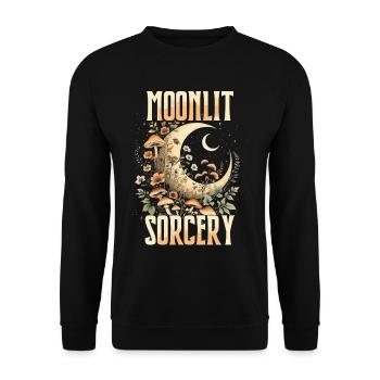 Fairycore Fairy Gothic Moonlit Sorcery - Unisex Sweatshirt - black - Front - Alina (178cm) & Michal (187cm)