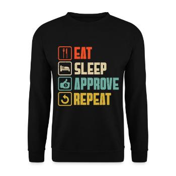CFO Finanzvorstand Eat Sleep Approve Repeat - Unisex Pullover - Schwarz - Vorne - Alina (178cm) & Michal (187cm)