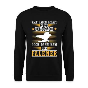 Fauconnier c’est impossible fauconnerie fauconnerie - Sweat-shirt Unisexe - noir - Devant - Alina (178cm) & Michal (187cm)