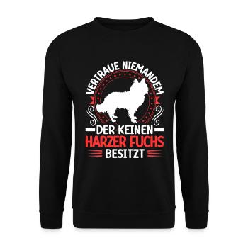 Harzer Fuchs Habe einen Altdeutscher Hütehund - Unisex Pullover - Schwarz - Vorne - Alina (178cm) & Michal (187cm)