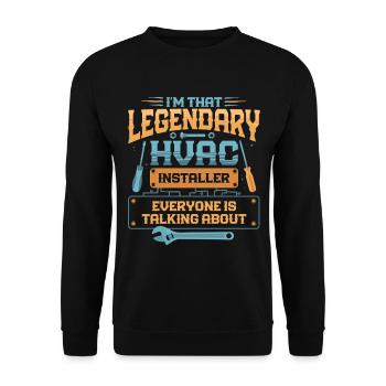 Air Conditioning Technician HVAC Installer - Unisex Sweatshirt - black - Front - Alina (178cm) & Michal (187cm)
