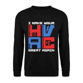 Air Conditioning Technician HVAC Installer - Unisex Sweatshirt - black - Front - Alina (178cm) & Michal (187cm)