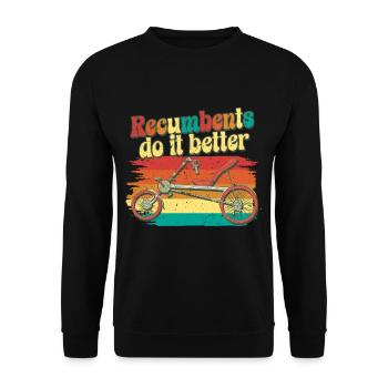 Tricycle couché Les vélos couchés font mieux - Sweat-shirt Unisexe - noir - Devant - Alina (178cm) & Michal (187cm)
