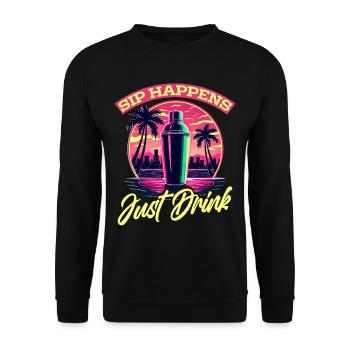 Bartender Barman Sip Happens Just Drink - Unisex Sweatshirt - black - Front - Alina (178cm) & Michal (187cm)