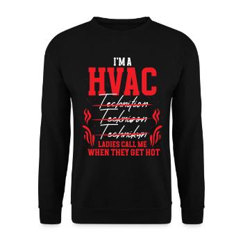 Air Conditioning Technician HVAC Installer - Unisex Sweatshirt - black - Front - Alina (178cm) & Michal (187cm)