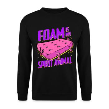 Polsterer Polsterin Foam Is My Spirit Animal - Unisex Pullover - Schwarz - Vorne - Alina (178cm) & Michal (187cm)
