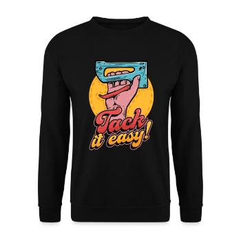 Polsterer Polsterin Polsterei Tack It Easy - Unisex Pullover - Schwarz - Vorne - Alina (178cm) & Michal (187cm)