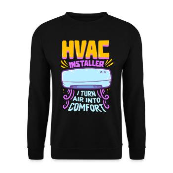 Air Conditioning Technician HVAC Installer - Unisex Sweatshirt - black - Front - Alina (178cm) & Michal (187cm)
