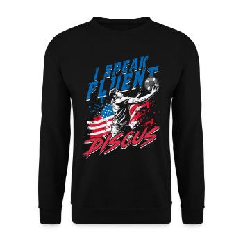Discus Throw I Speak Fluent Discus - Unisex Sweatshirt - black - Front - Alina (178cm) & Michal (187cm)