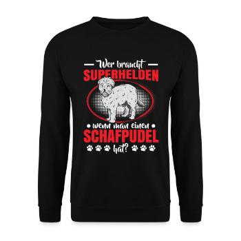 Sheep Poodle is my hero Old German Herding Dog - Unisex Sweatshirt - black - Front - Alina (178cm) & Michal (187cm)