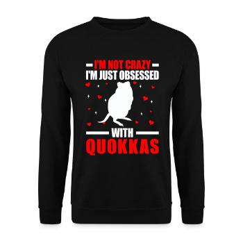Quokka nicht verrückt Beuteltier Quokka - Unisex Pullover - Schwarz - Vorne - Alina (178cm) & Michal (187cm)