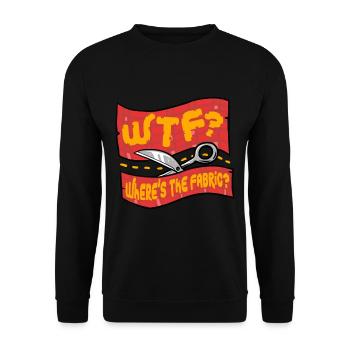Polsterer Polsterin Polsterei Where's The Fabric? - Unisex Pullover - Schwarz - Vorne - Alina (178cm) & Michal (187cm)