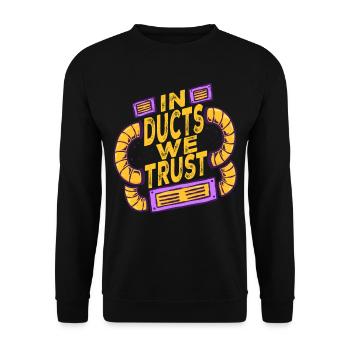Technicien en climatisation Installateur CVC Dans des conduits en qui nous avons confiance - Sweat-shirt Unisexe - noir - Devant - Alina (178cm) & Michal (187cm)
