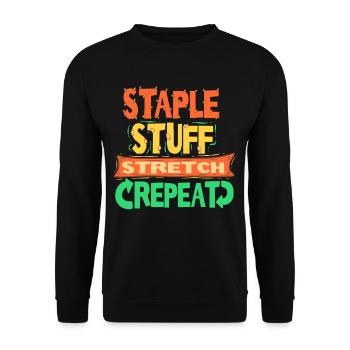 Polsterer Polsterin Staple Stuff Strech Repeat - Unisex Pullover - Schwarz - Vorne - Alina (178cm) & Michal (187cm)