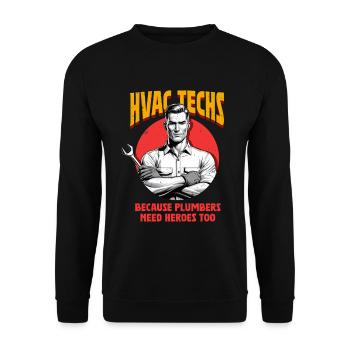 Air Conditioning Technician HVAC Installer - Unisex Sweatshirt - black - Front - Alina (178cm) & Michal (187cm)