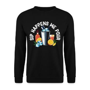 Bartender Barman Sip Happens We Pour - Unisex Sweatshirt - black - Front - Alina (178cm) & Michal (187cm)
