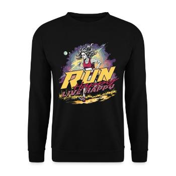 Marathon Marathonien Courir Vivre Heureux - Sweat-shirt Unisexe - noir - Devant - Alina (178cm) & Michal (187cm)