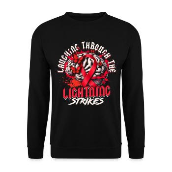 Stroke Laughing Through Lightning Strikes - Unisex Sweatshirt - black - Front - Alina (178cm) & Michal (187cm)