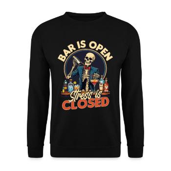 Bartender Barman Bar Is Open Stress Is Closed - Unisex Sweatshirt - black - Front - Alina (178cm) & Michal (187cm)