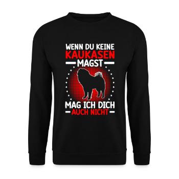 Owtscharka mag dich nicht Kaukasischer Owtscharka - Unisex Pullover - Schwarz - Vorne - Alina (178cm) & Michal (187cm)