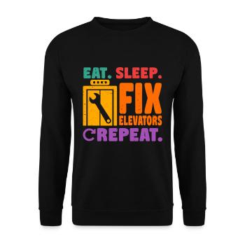Elevator Mechanic Eat Sleep Fix Elevators - Unisex Sweatshirt - black - Front - Alina (178cm) & Michal (187cm)