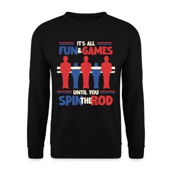 Tischfußball Tischkicker Spin The Rod - Unisex Pullover - Schwarz - Vorne - Alina (178cm) & Michal (187cm)