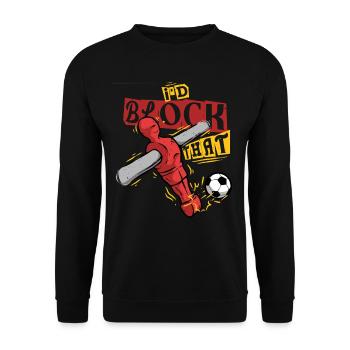 Tischfußball Tischkicker I'd Block That - Unisex Pullover - Schwarz - Vorne - Alina (178cm) & Michal (187cm)
