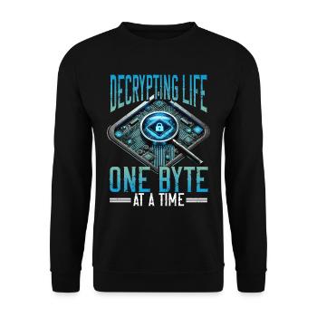 Digitale Forensik Decrypting Life - Unisex Pullover - Schwarz - Vorne - Alina (178cm) & Michal (187cm)