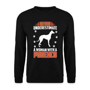 Podenco Greyhound Femme avec Podenco - Sweat-shirt Unisexe - noir - Devant - Alina (178cm) & Michal (187cm)
