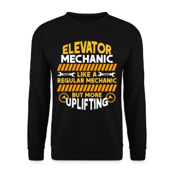 Elevator mechanic Elevator fitter - Unisex Sweatshirt - black - Front - Alina (178cm) & Michal (187cm)