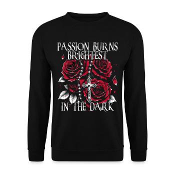 Dark Romance Passion Burns Birghtest In The Dark - Unisex Sweatshirt - black - Front - Alina (178cm) & Michal (187cm)