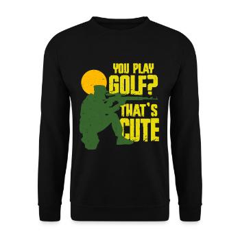 Tir à longue distance Vous jouez au golf ? C’est mignon - Sweat-shirt Unisexe - noir - Devant - Alina (178cm) & Michal (187cm)